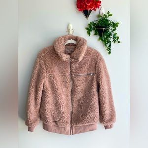 Philosophy Pink Shearling Teddy Bomber Jacket XS
